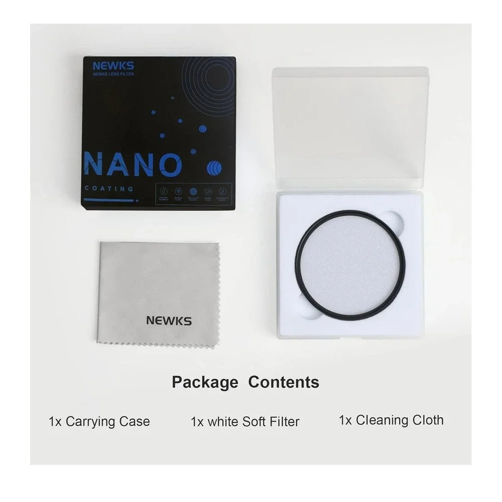 NEWKS 82mm Soft White‎ Diffusion 1/4 Filter Mist Dreamy Cinematic Effect Filter